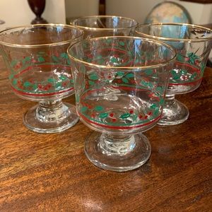 Vintage 1980’s Christmas Dessert Glasses - Set of 4